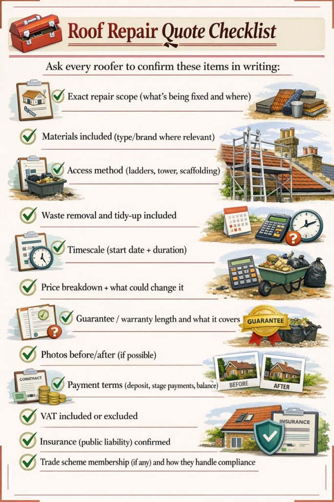 Roof Repair Quote Checklist