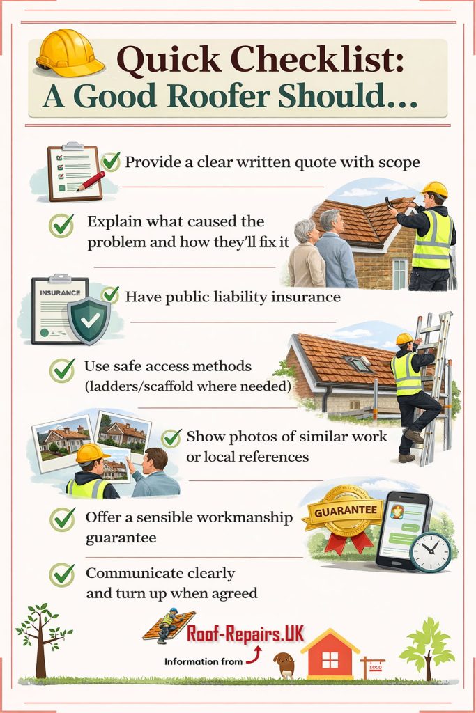 checklist for hiring a roofer - good roofer should have