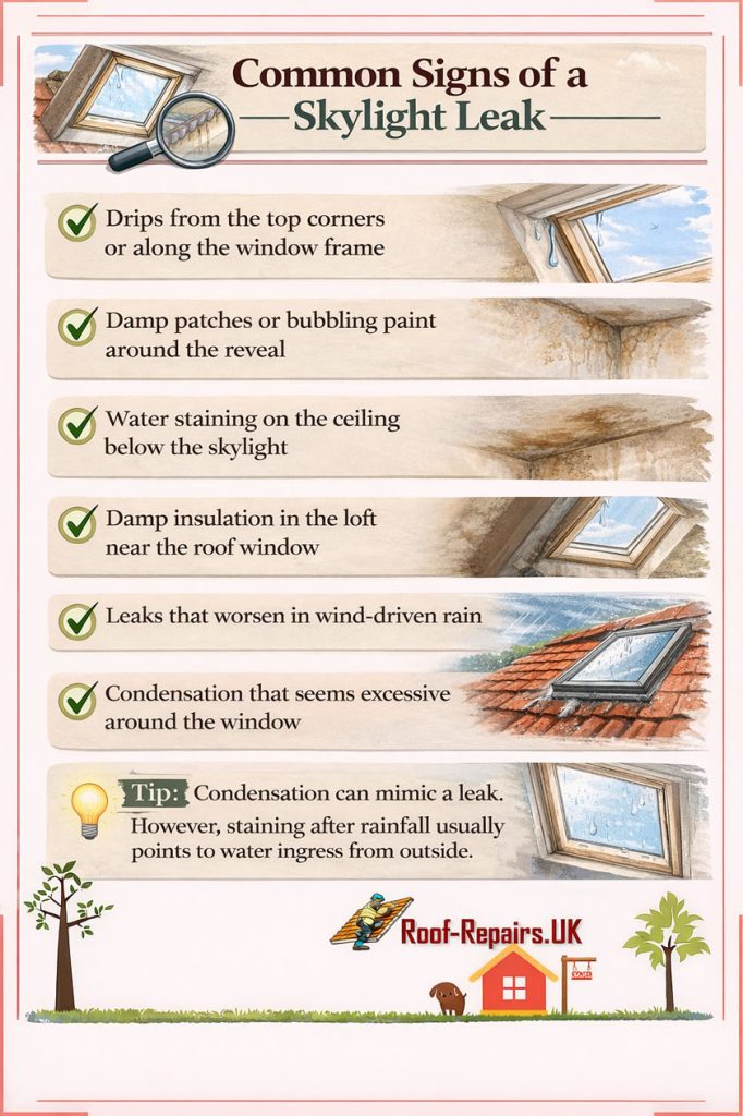 common signs of a skylight leak