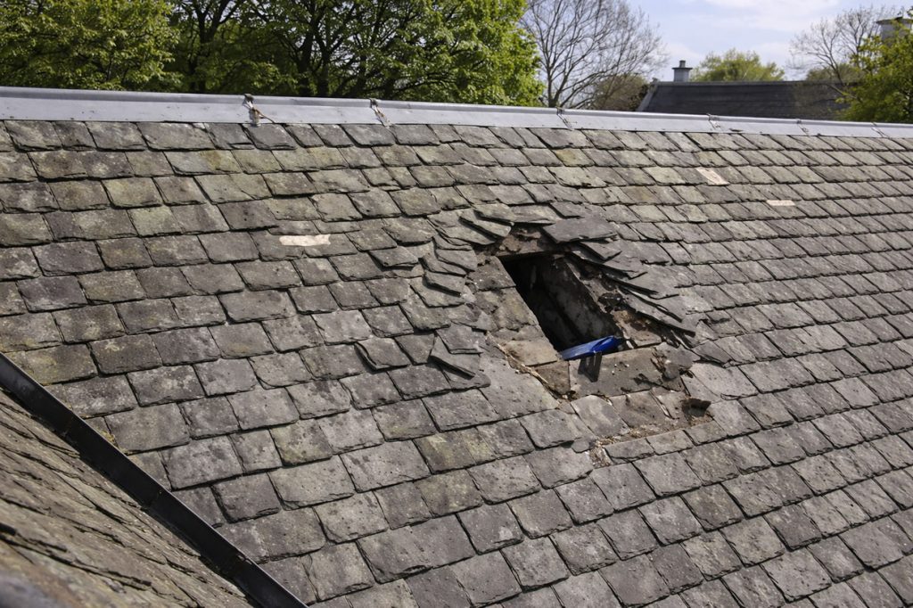 old slate roof repairs - adding skylight