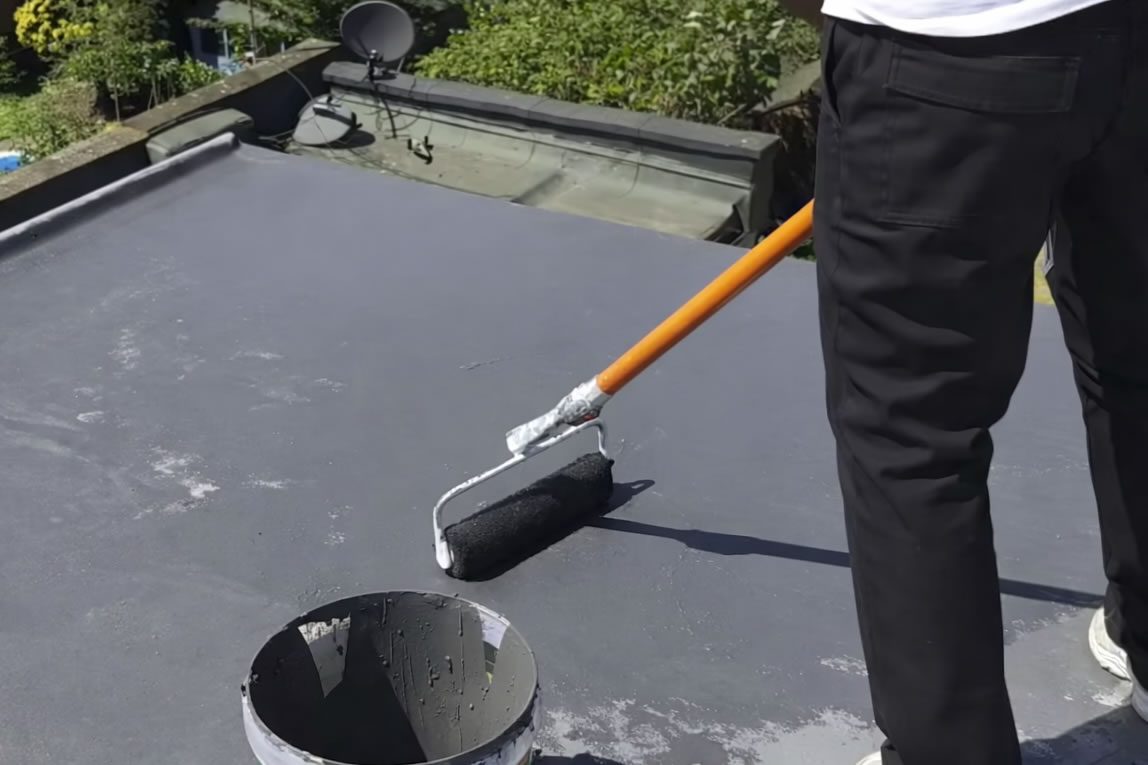 repair and re-paint a damaged fibreglass flat roof